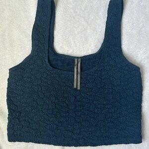 Anthropologie Textured Deep Blue Crop Top